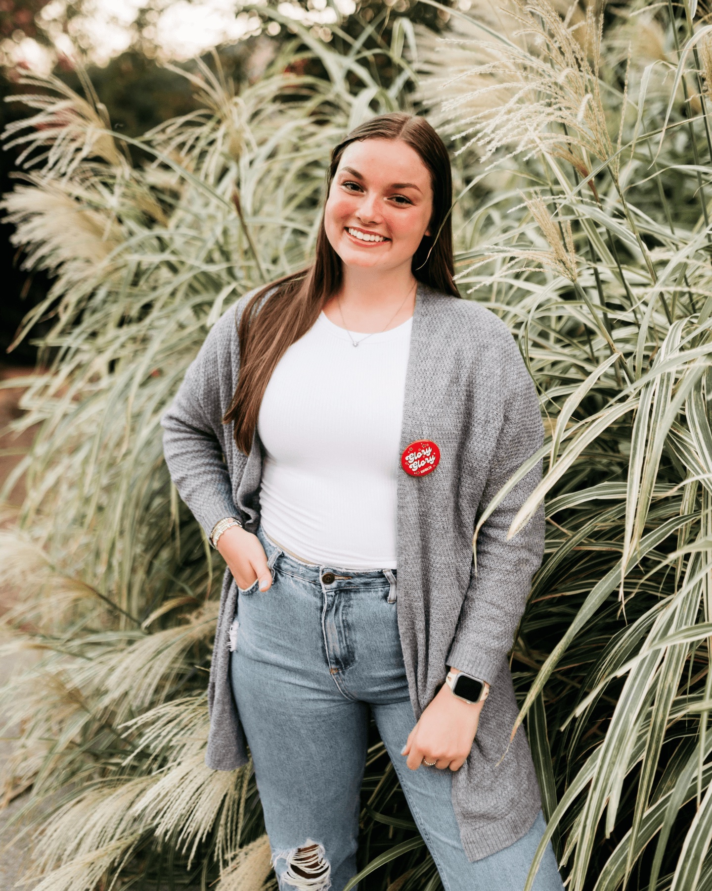 Brand ambassador wearing a Rambler pin
