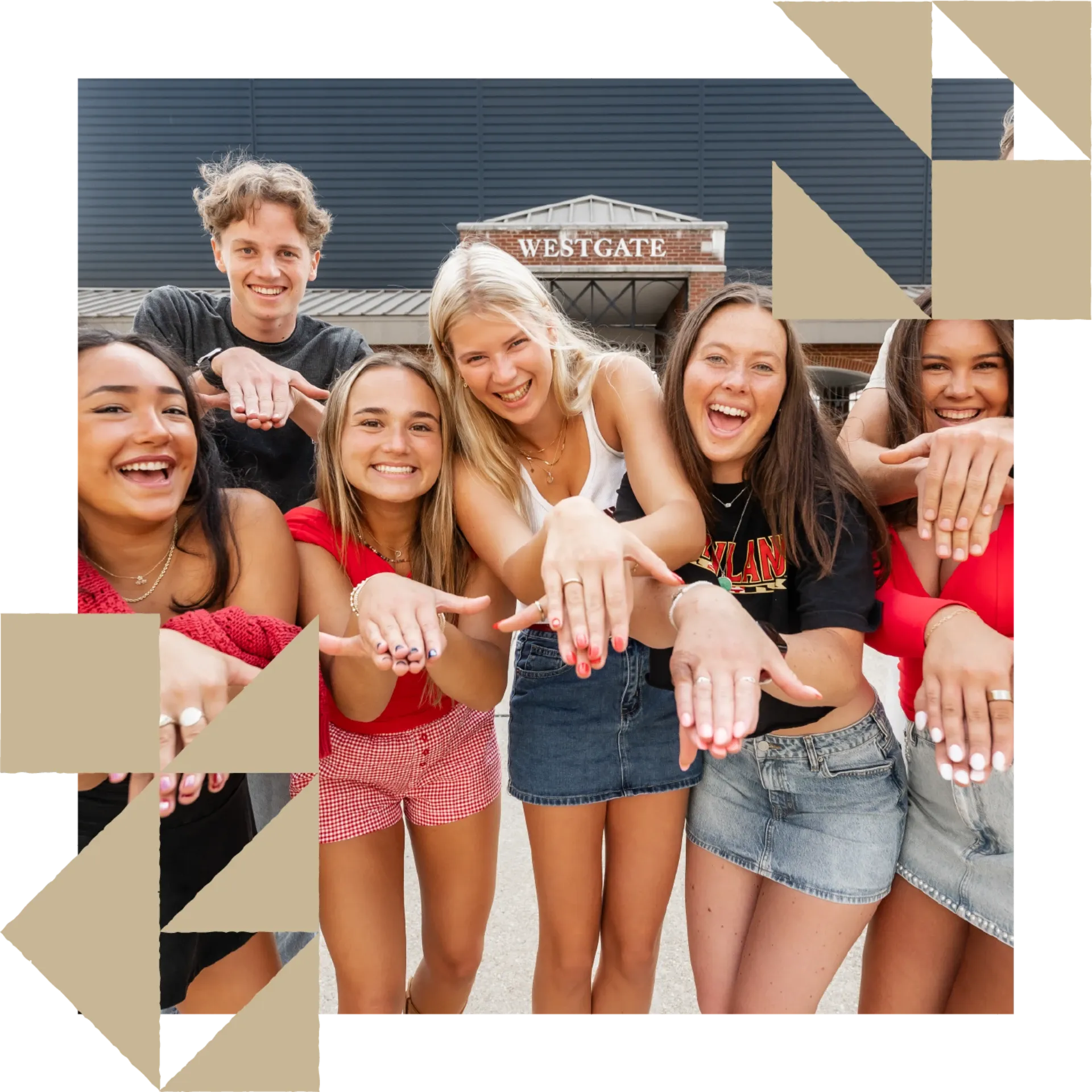 Students laughing together near the University of Maryland