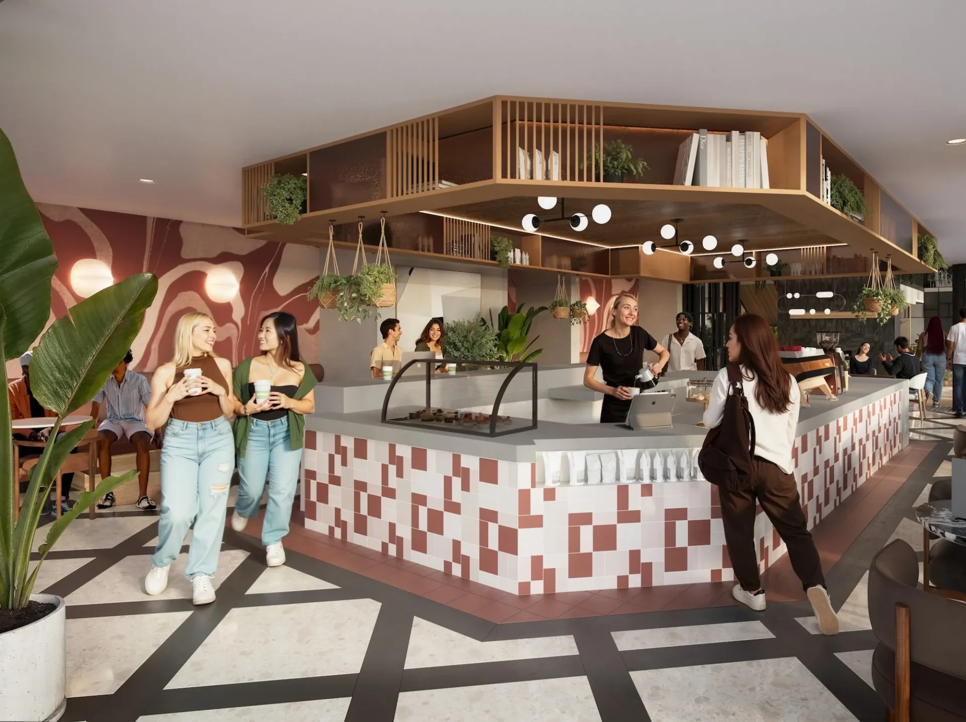 Rendering of the café bar at Rambler College Park North
