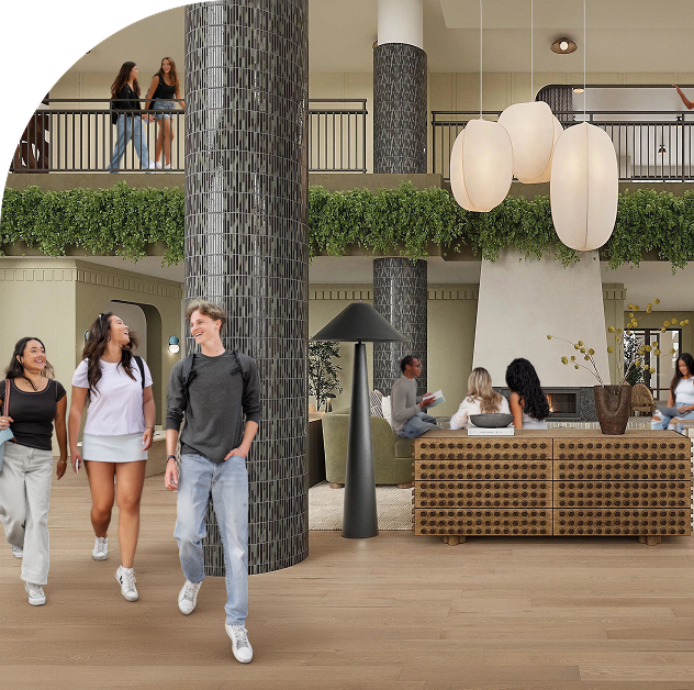 Residents in the courtyard at Rambler College Park South