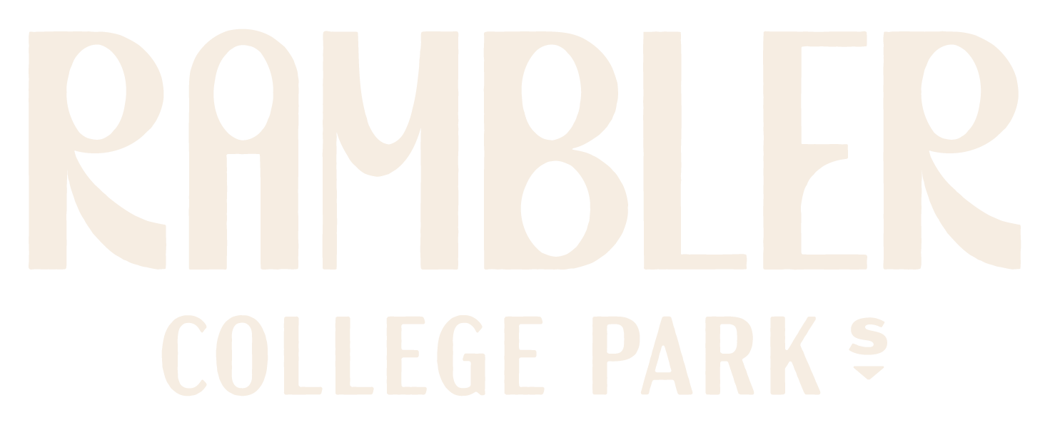 Text logo with RAMBLER in large letters above COLLEGE PARK S in smaller letters. The design uses a light, soft color and a modern, bold font style.