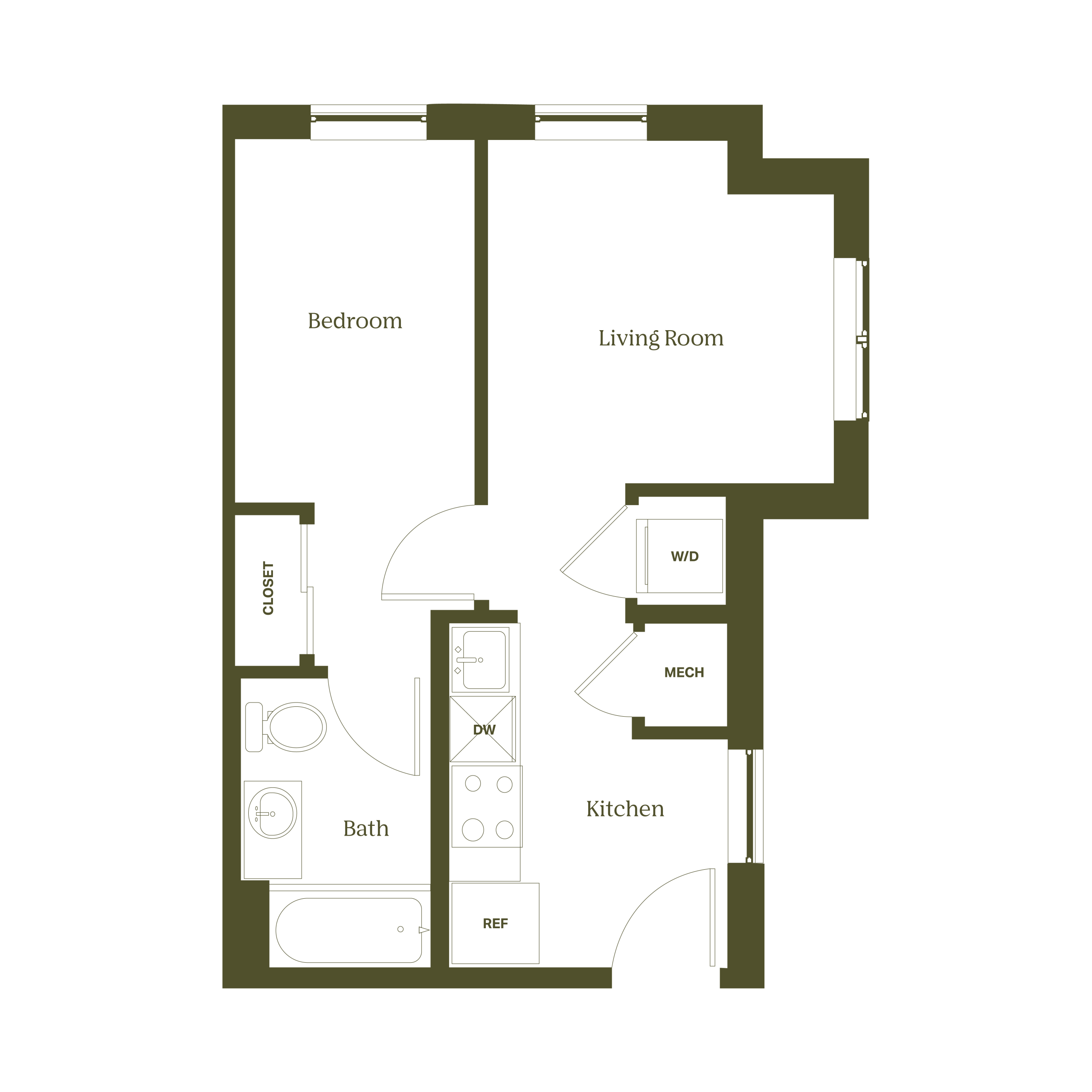 2D Floorplan Rambler College Park South Student Apartment Unit 1x1B The Union