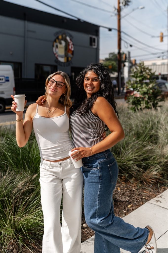 Students grabbing a coffee from ShopMade in Maryland in College Park.