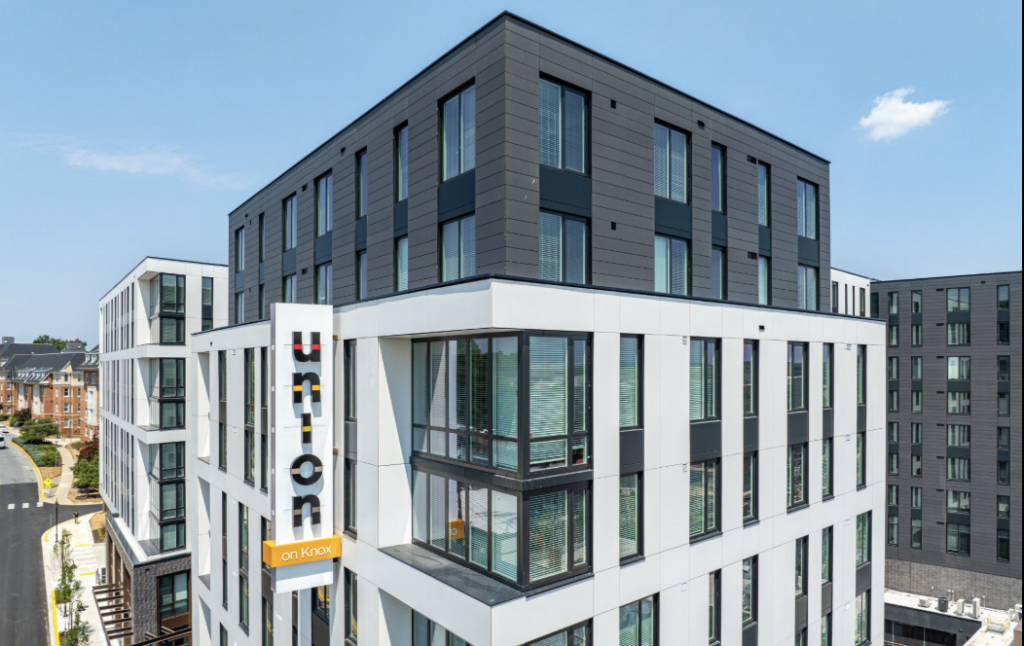 High-level view of the Union on Knox in College Park, Maryland.