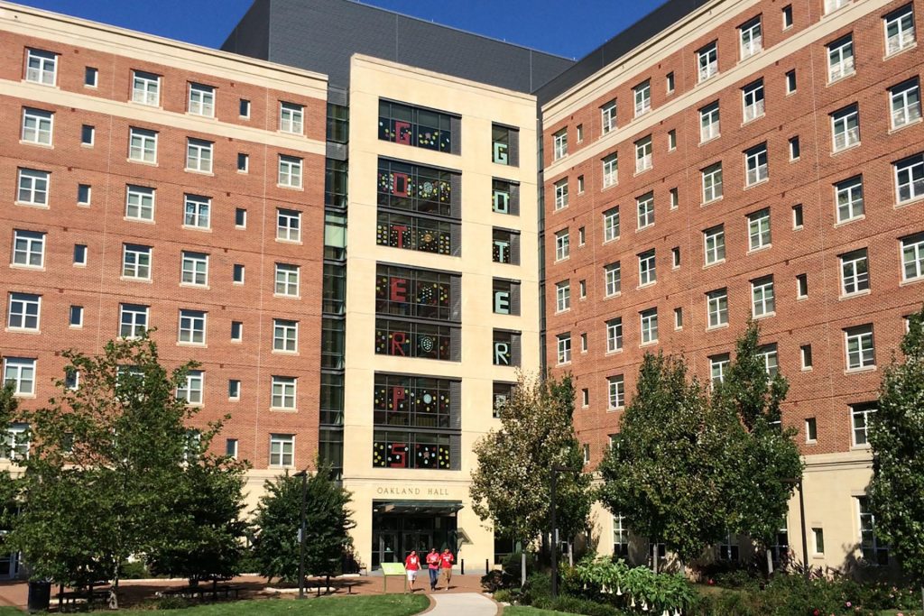 Oakland Hall, a residence hall on UMD campus. 