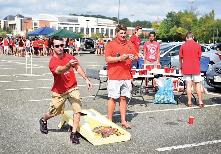 Students tailgating in the Xfinity Center Lot at the University of Maryland.