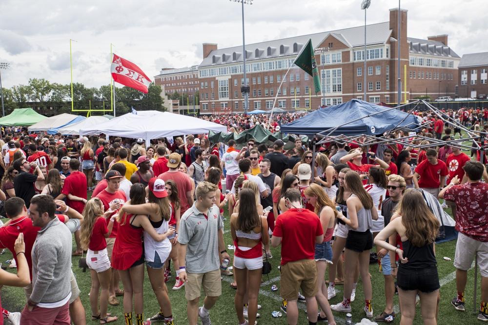 Students tailgating at the Soccer Lot on UMD campus.