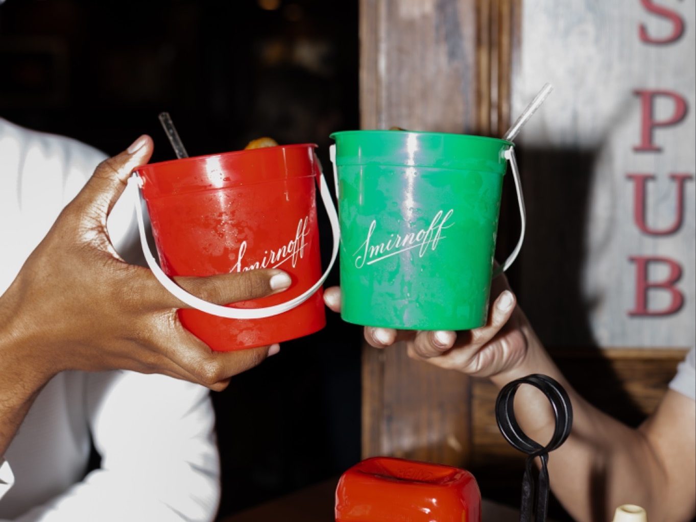 Crush buckets at Looney’s Pub at the University of Maryland.