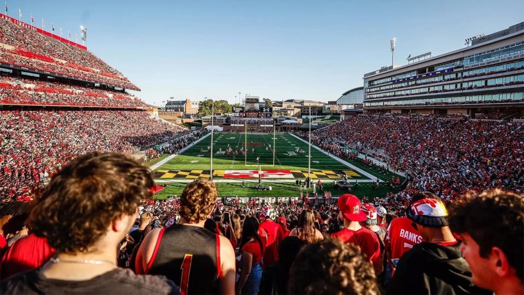 Students in SECU Stadium at the University of Maryland.