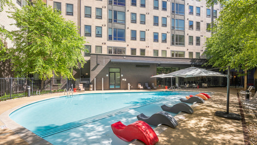 Resort style pool at Terrapin Row in College Park, MD.
