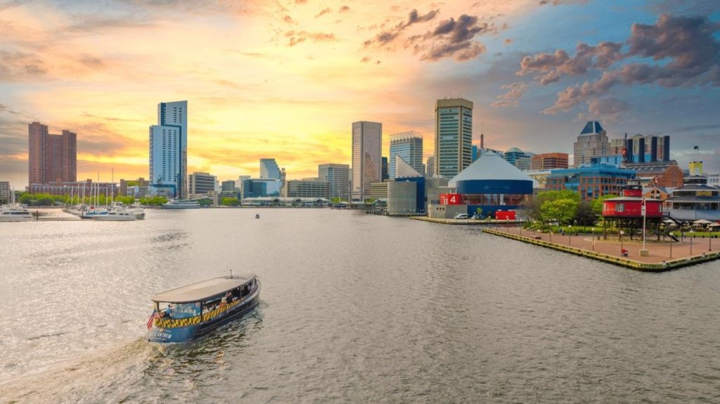 Image of inner harbor in Baltimore, MD.