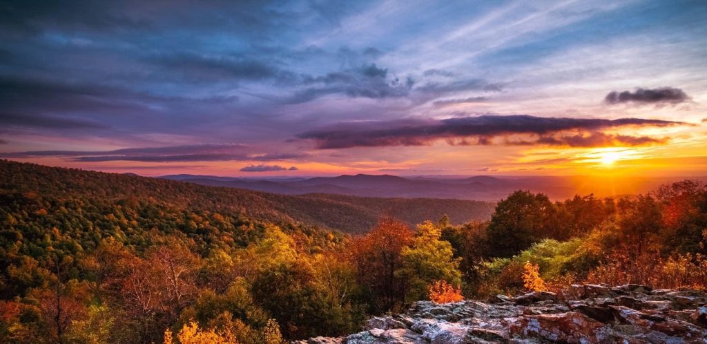 Sunset view of Shenandoah National Park, VA