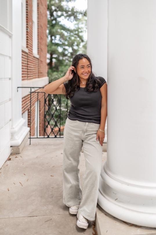 Student at the Admin building near McKeldin Library on UMD campus. 