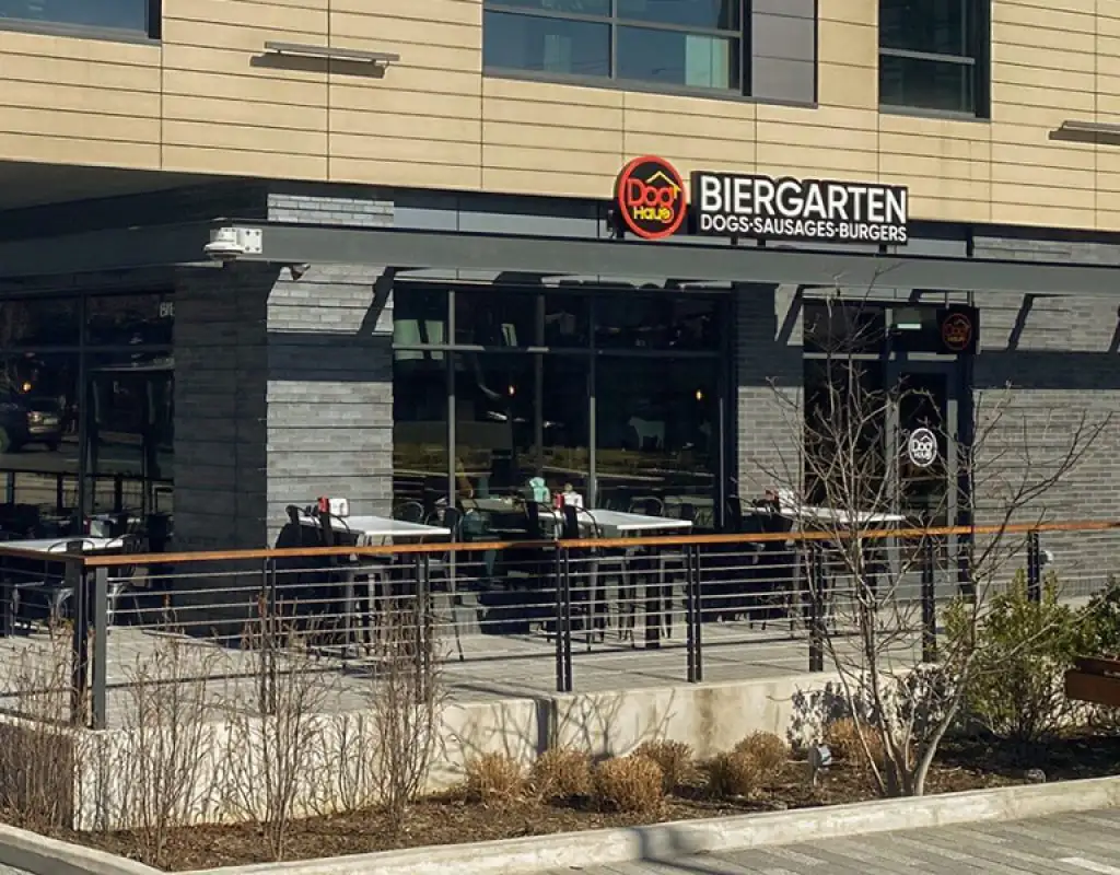 Exterior view of Dog Haus Biergarten in College Park.