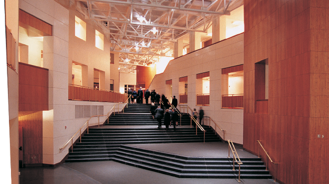 Interior view of the Clarice Smith Performing Arts Center entrance. 