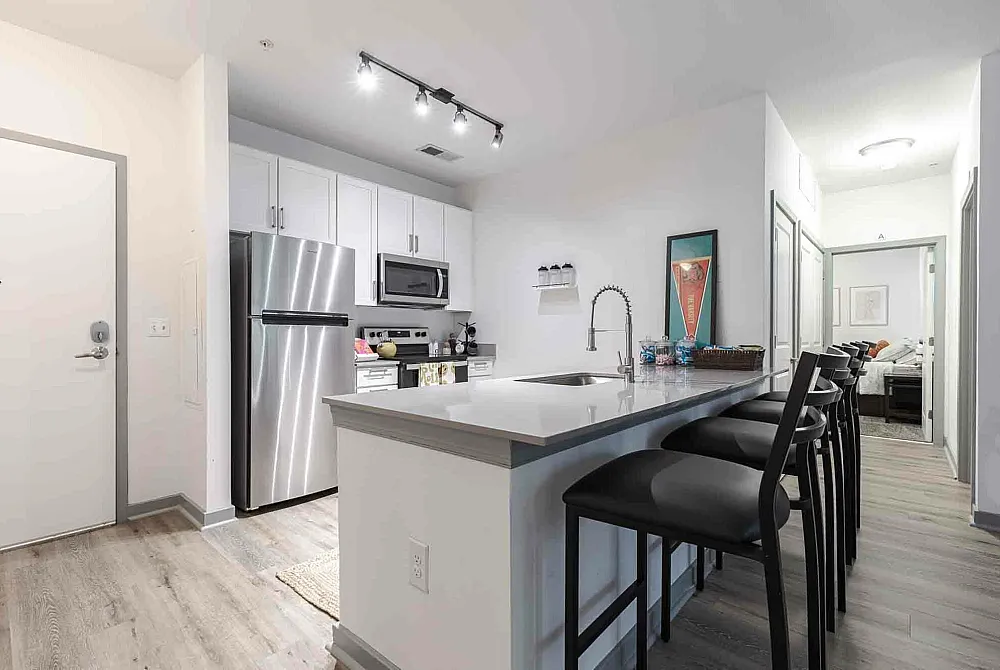 Interior kitchen furnishings at The Varsity College Park.