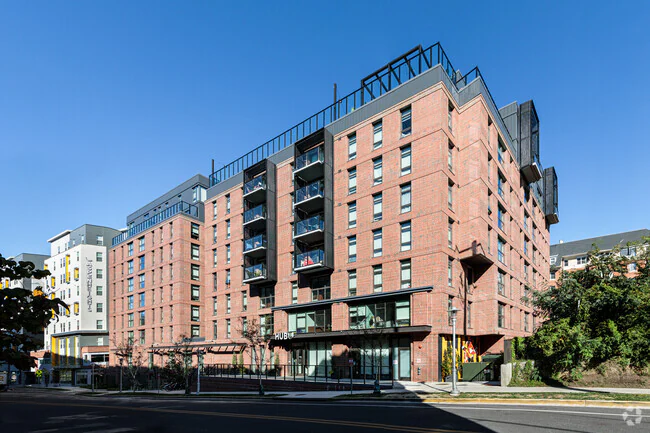 Daytime photo of the Hub College Park near the University of Maryland.