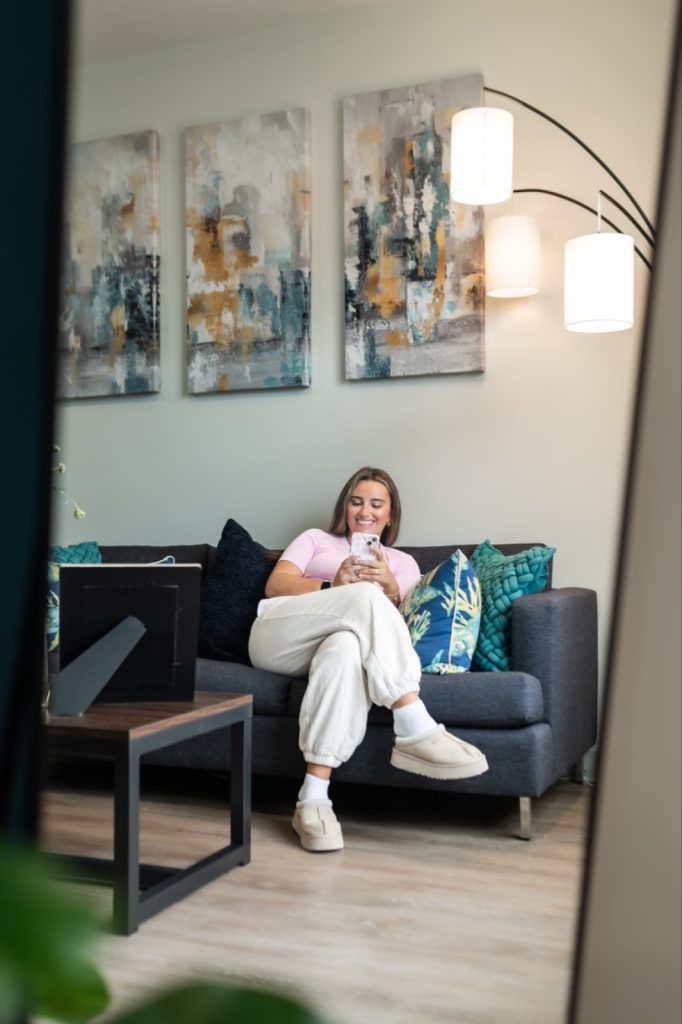 A UMD student enjoying free time at their off-campus apartment in College Park.