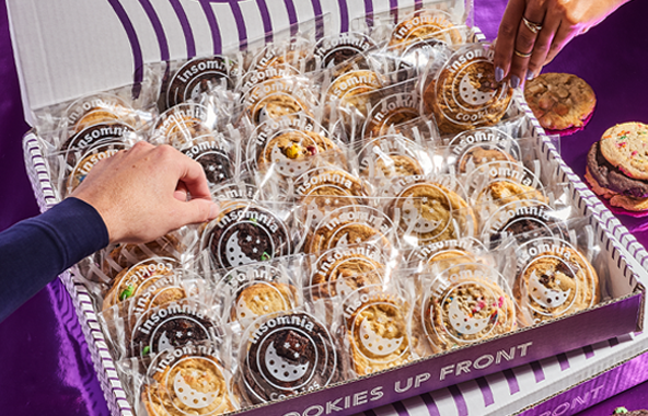 Image of insomnia cookie box. 