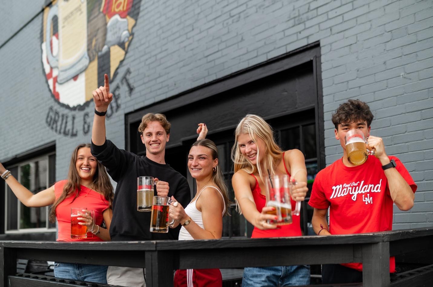 Students enjoying beverages at the University of Maryland College Park.
