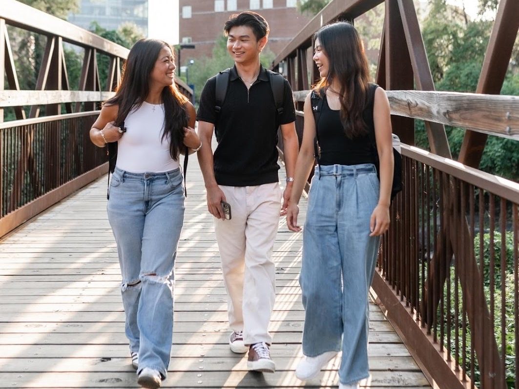 Students walking on UMD campus.