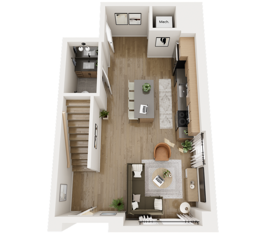 Level 1 floor plan at Rambler College Park North