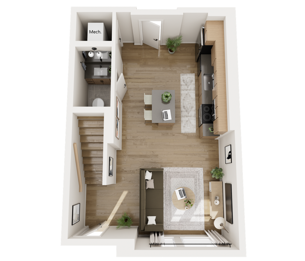 Level 1 floor plan at Rambler College Park North
