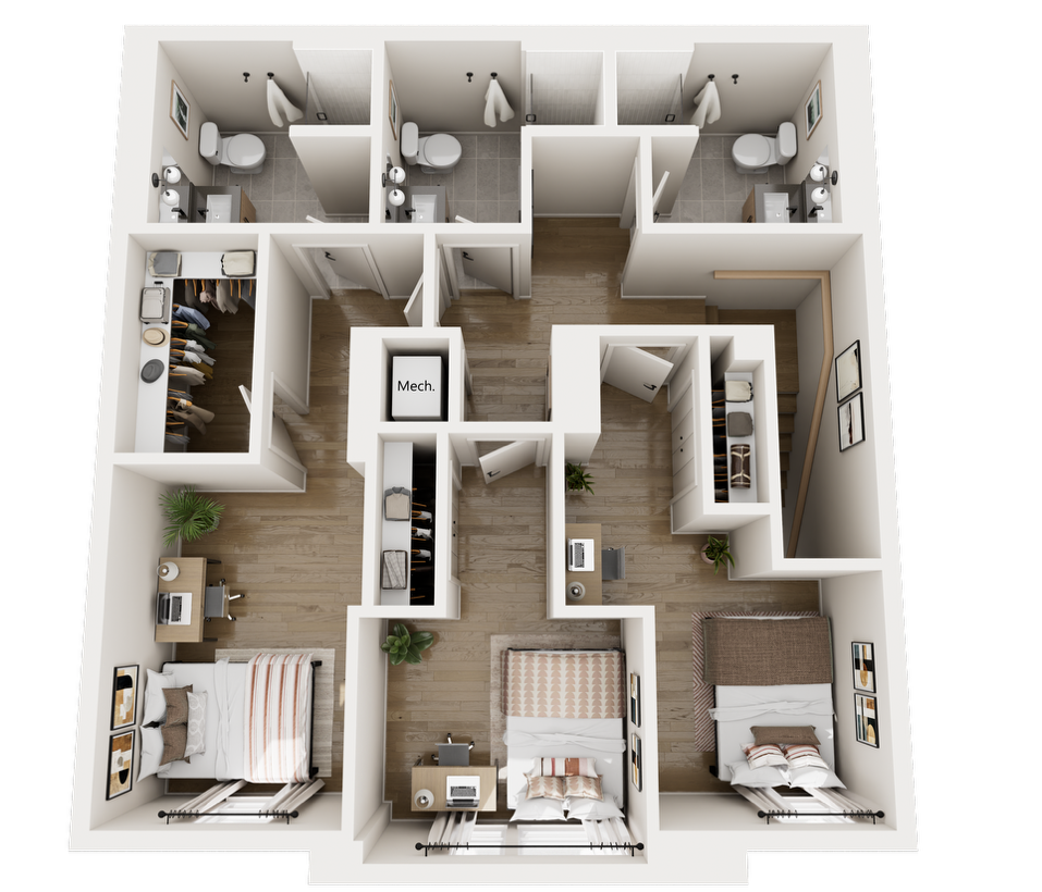 Level 2 floor plan at Rambler College Park North