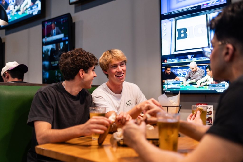 Students hanging out at a local College Park sports bar and restaurant, Green Turtle.