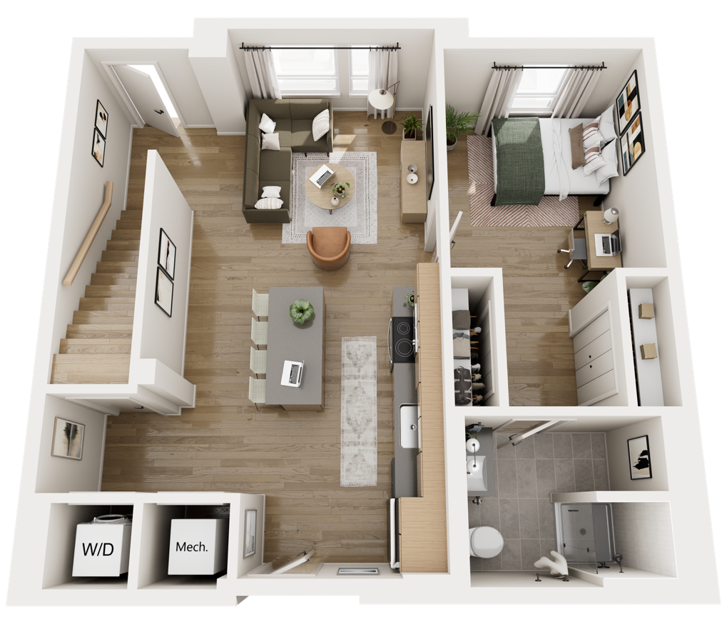 Level 1 floor plan at Rambler College Park North