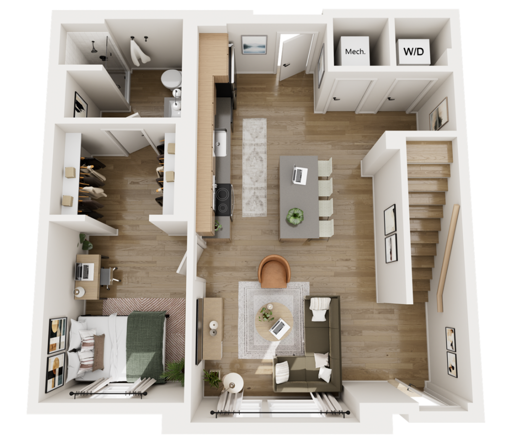 Level 1 floor plan at Rambler College Park North