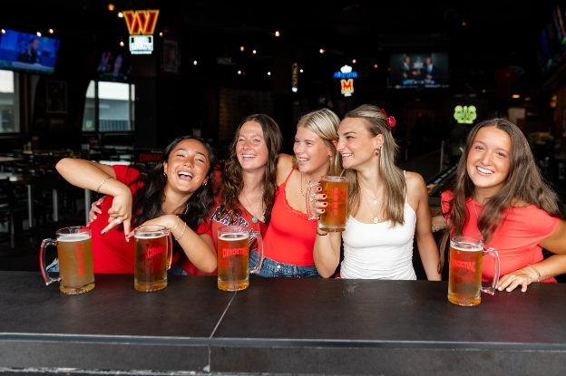 University of Maryland students hang out off-campus in College Park. 