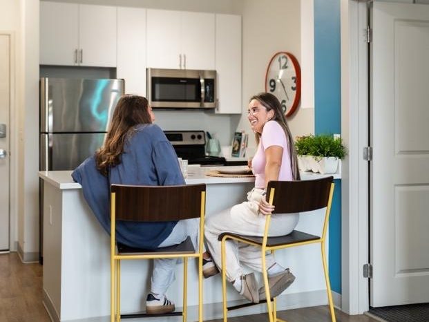 Students at their kitchen countertop at UMD.