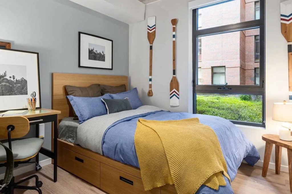 Interior view of a bedroom at The Hub at College Park.