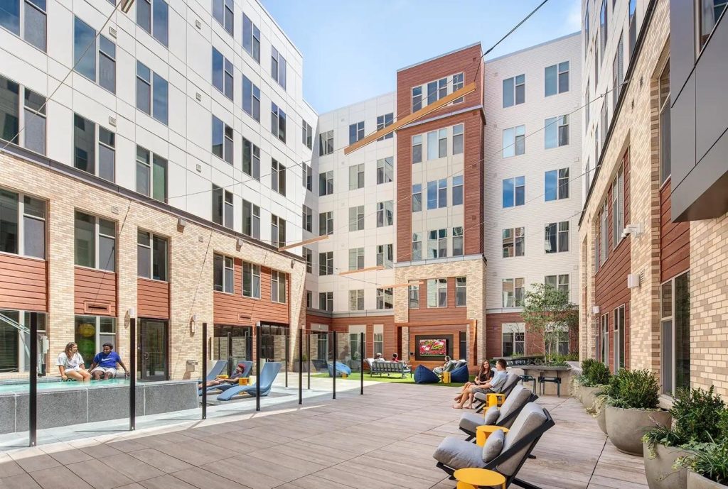 View of Tempo College Park’s courtyard.