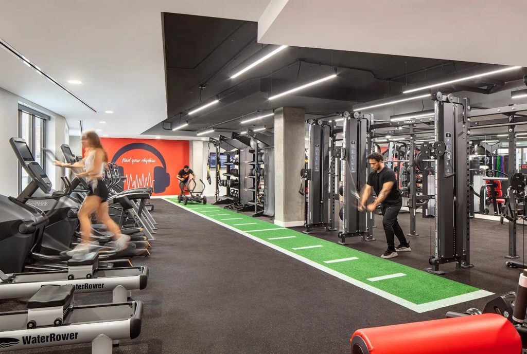 Interior view of Tempo’s fitness center.