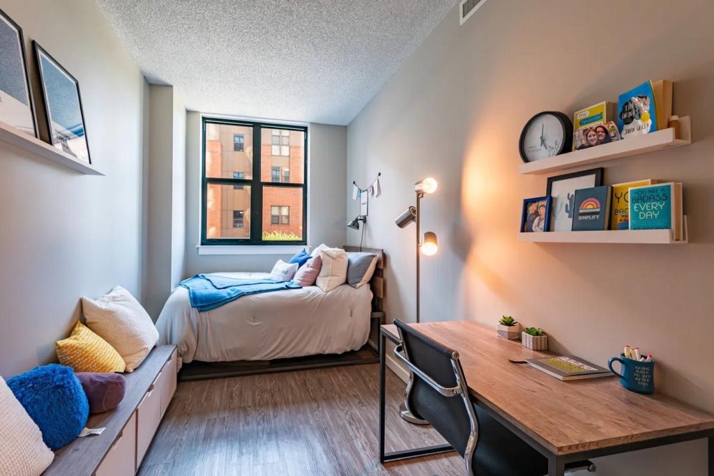 Interior of a bedroom at University View.