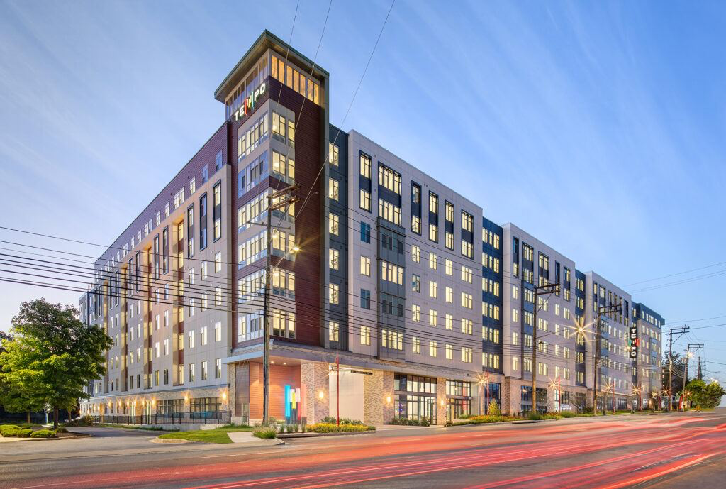 Exterior rendering of Tempo College Park. 