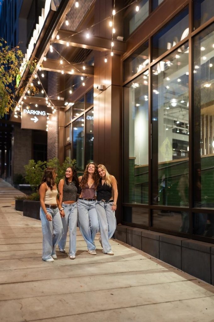Students walking in downtown College Park.