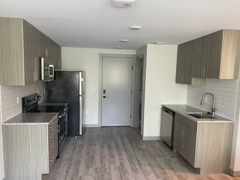 Rendering of the kitchen at The Nine College Park.
