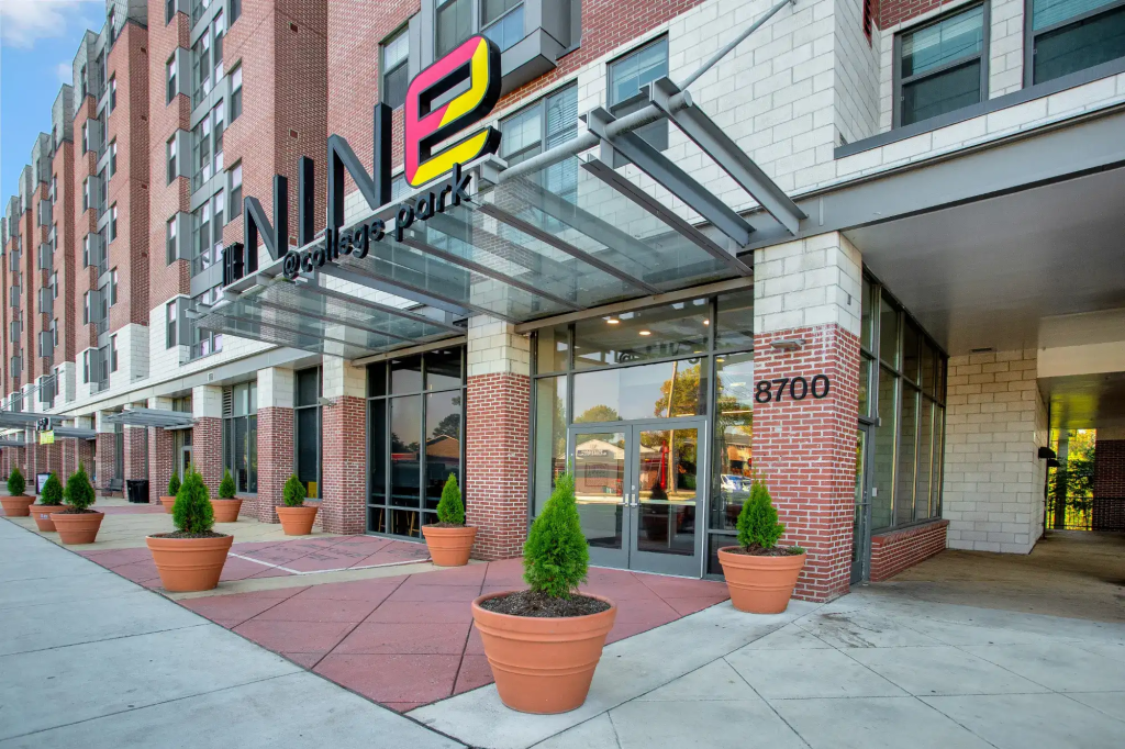 The Nine College Park front entrance.