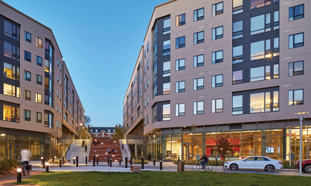 Off-Campus Student Terrapin Row apartment buildings.