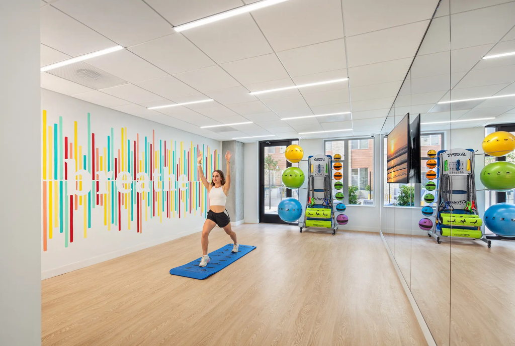 Yoga studio at Tempo College Park.