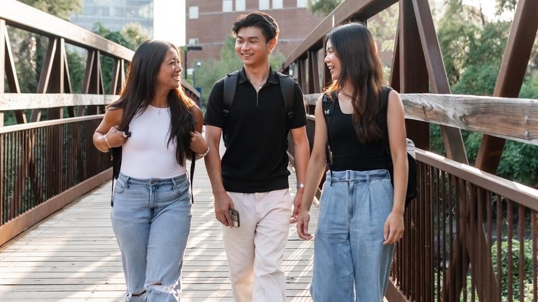 Students walking on UMD campus.