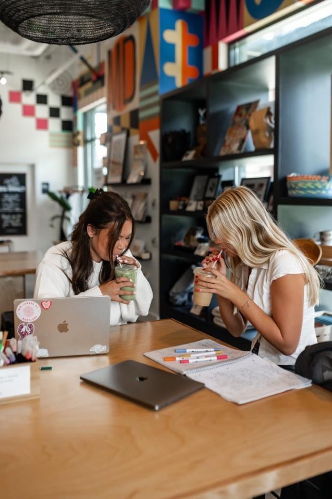 Students studying in a café near UMD campus.