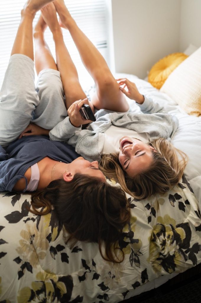 Roommates in their off-campus student apartment at Rambler College Park South.