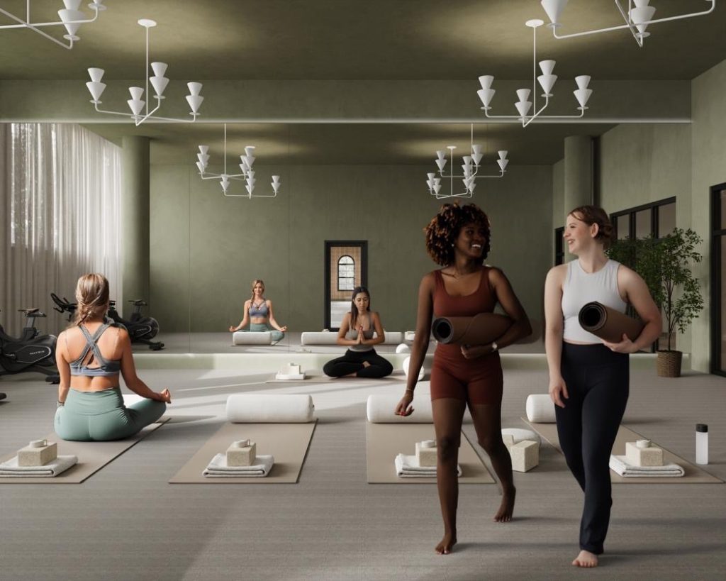 Modern yoga and stretching studio inside Rambler College Park South.