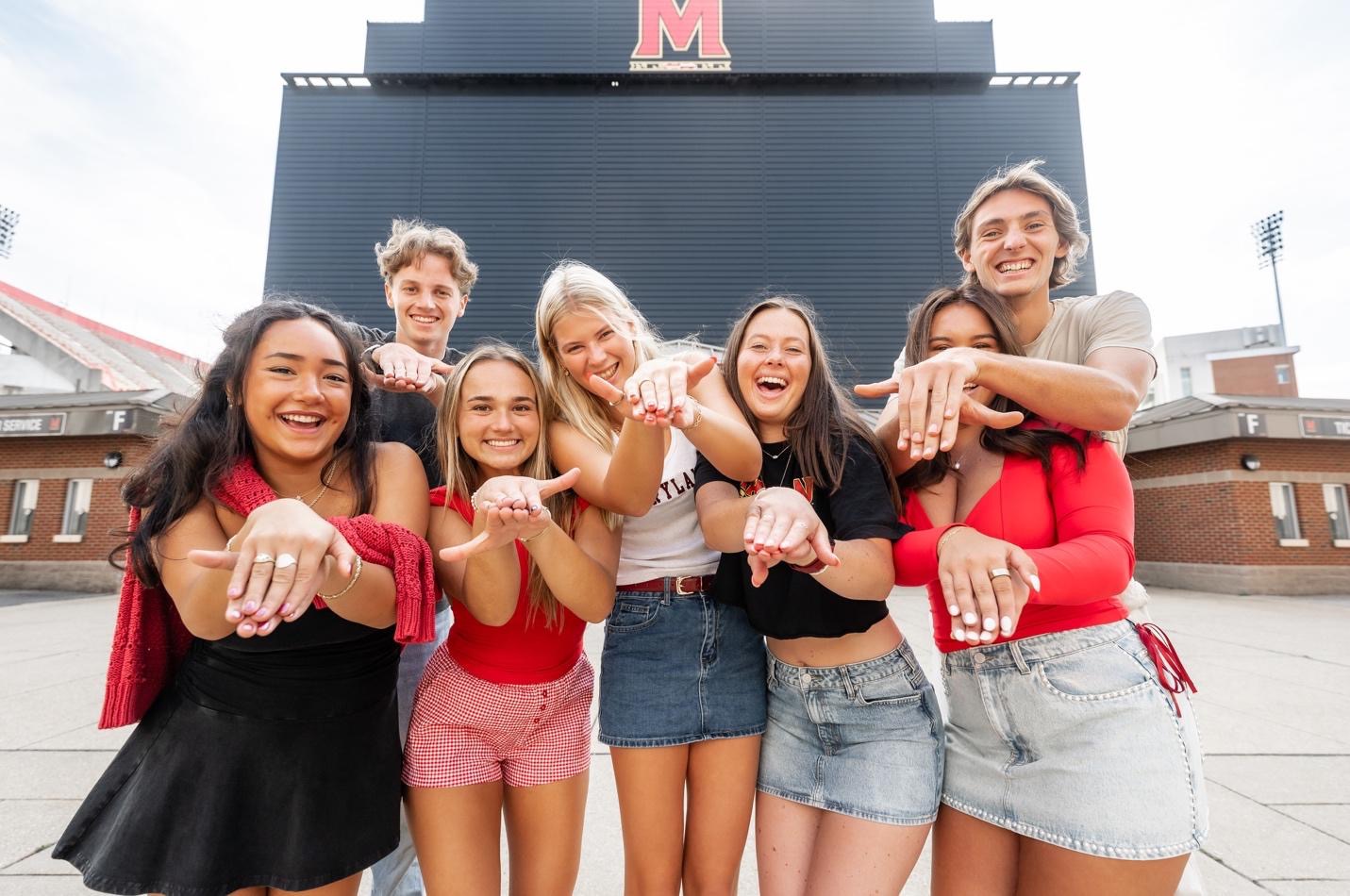 Students celebrating at the University of Maryland
