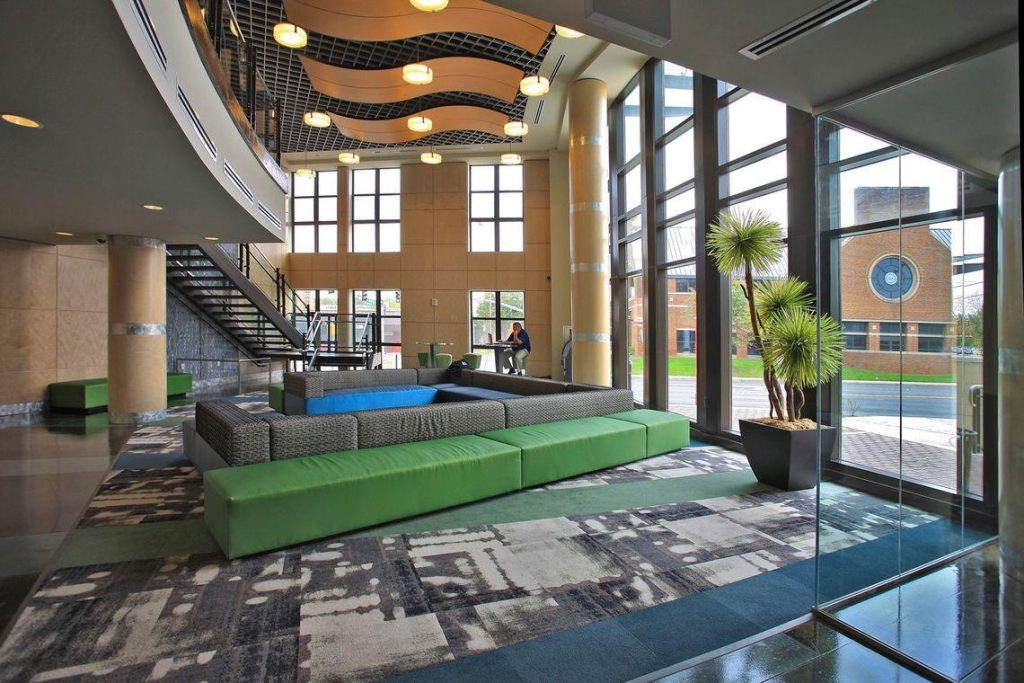 Interior rendering of The Varsity’s lobby.