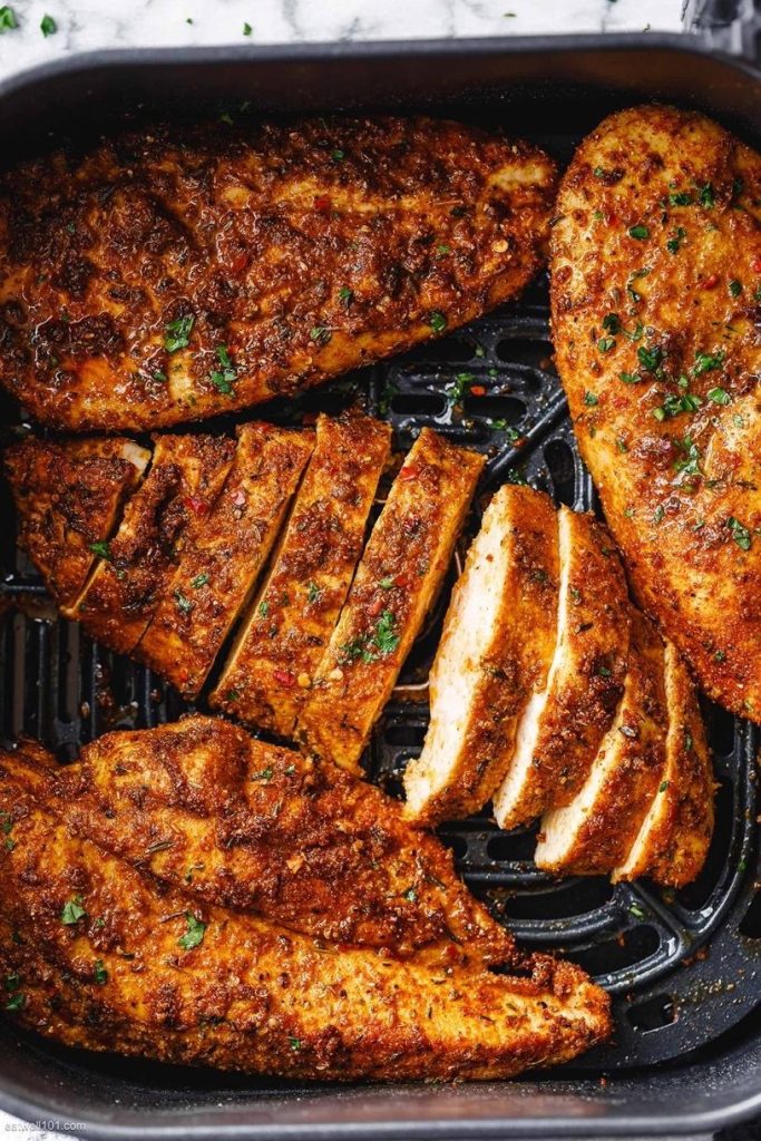 Chicken in an air fryer. 